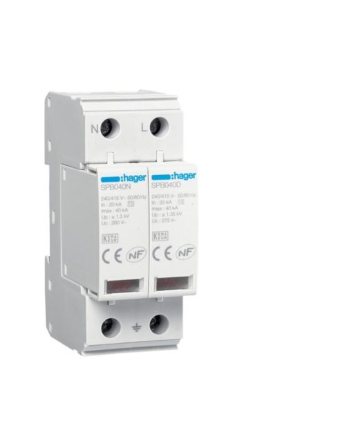 ΑΠΑΓΩΓΟΣ ΥΠΕΡΤΑΣΗΣ T2 2P 40kA 1,35kV TT-TNS + ΒΟΗΘΗΤΙΚΗ ΕΠΑΦΗ