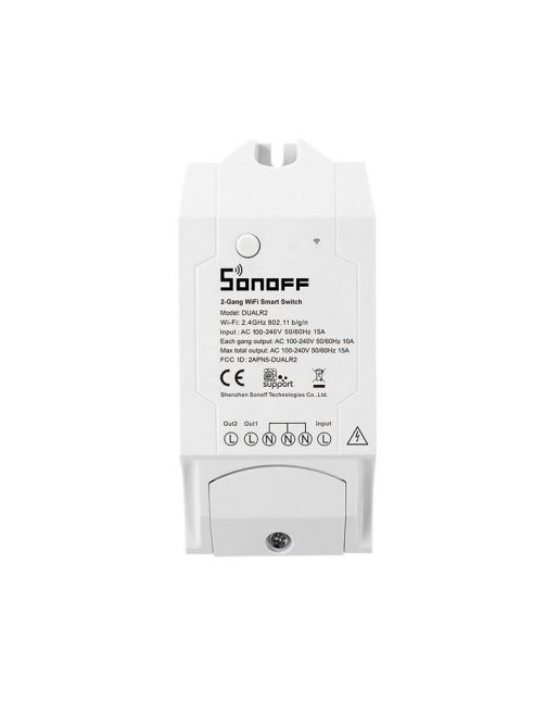 SONOFF SMART ΔΙΑΚΟΠΤΗΣ ΔΥΟ ΘΕΣΕΩΝ DUALR2 DIY Wi-Fi 15A 3500W ΛΕΥΚΟΣ 114,5x52x32mm 80gr