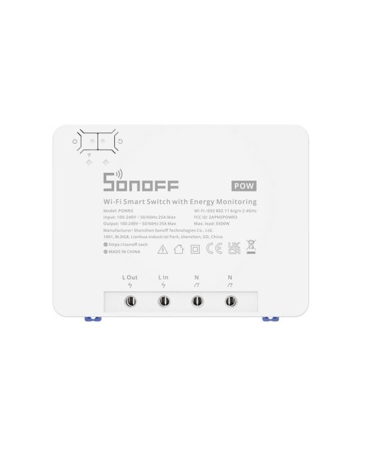 SONOFF SMART ΕΝΔΙΑΜΕΣΟΣ ΔΙΑΚΟΠΤΗΣ POWR3 ΠΑΡΑΚΟΛΟΥΘΗΣΗΣ ΙΣΧΥΟΣ Wi-Fi 5500W 25A ΛΕΥΚΟΣ 162x122x45.5mm 490gr